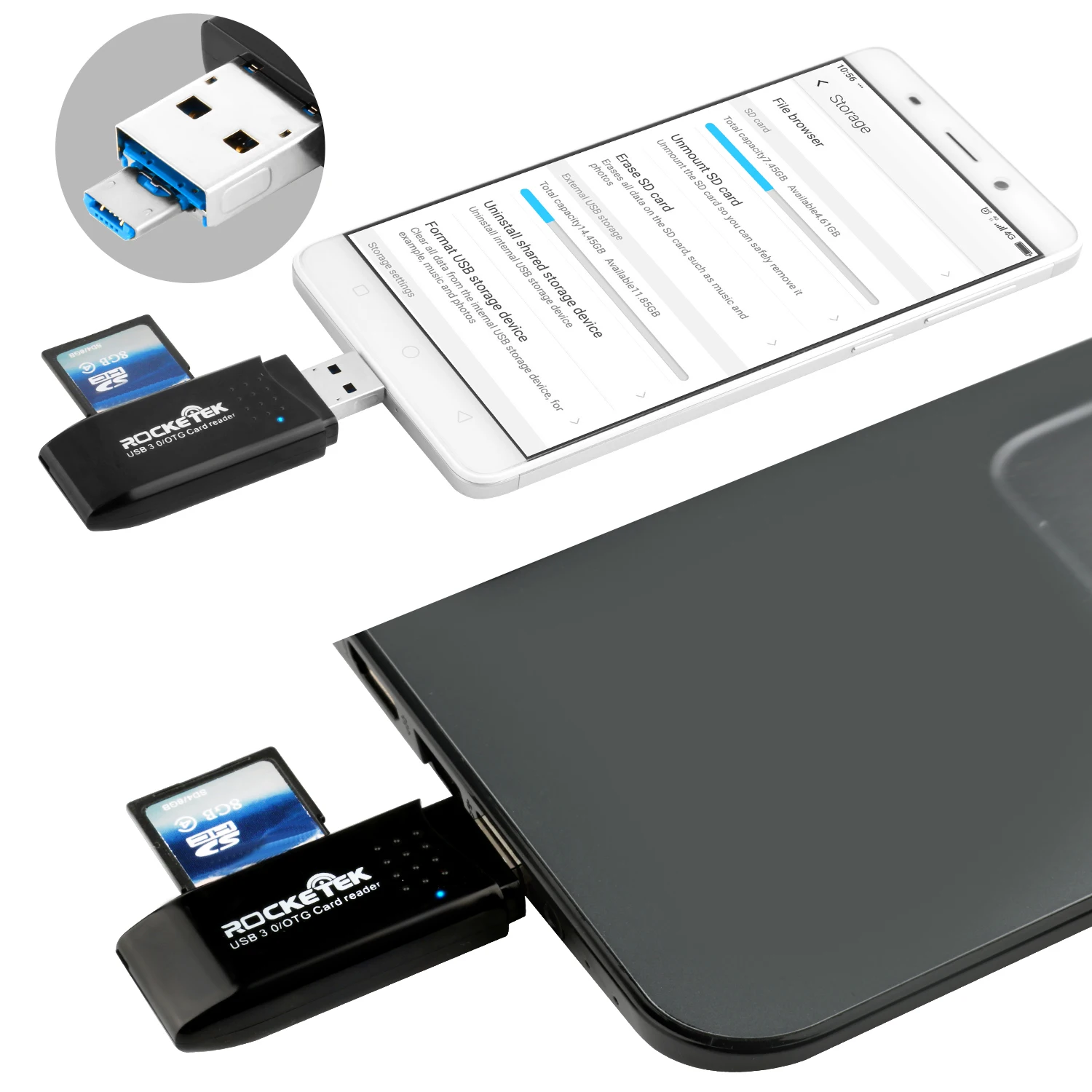 Rocketek usb 3 0 multi 2 в 1 памяти OTG Телефон card reader 5 Гбит/с адаптер для SD TF micro pc компьютер