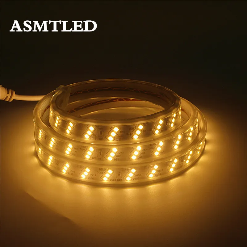 Новый водонепроницаемый IP67 SMD 2835 Светодиодная лента 220 v 230 Tamp веревка Свет 1 m 50