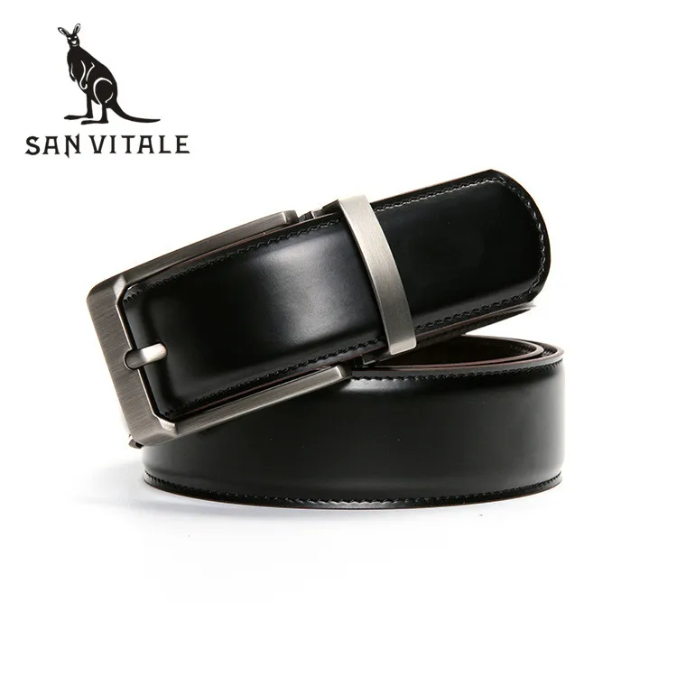 

Belts Mens Belt Genuine Leather Cowskin Strap Slim Man Cowskin Black Stretch Pin Buckles Luxury Brand Ratchet Reversible Buckle