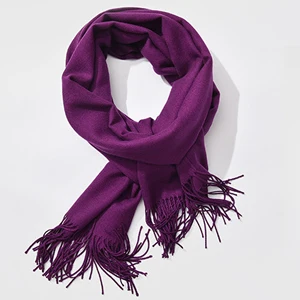 purple Luna& Dolphin, Женские однотонные кашемировые шарфы с кисточками, зимний толстый теплый шарф, высокое качество, Женская шаль, Пашмина, палантин - Цвет: purple