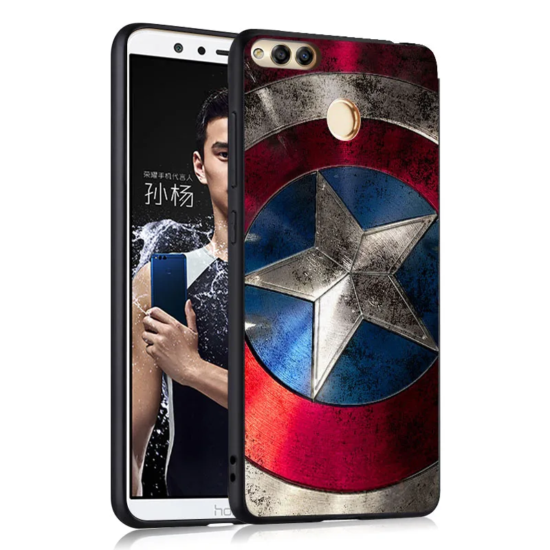 Чехол для Huawei Honor 7X 5 93 дюймов черный 3D рельефный чехол силиконовый с мультяшным