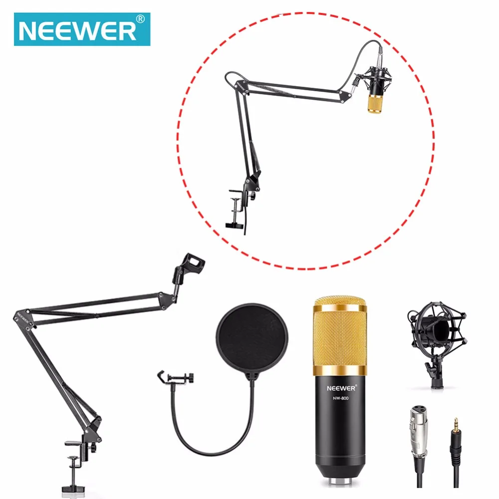 Neewer NW-800 студия вещания Запись конденсаторный микрофон NW35 регулируемая подвеска ножничный кронштейн Стенд монтажный зажим комплект