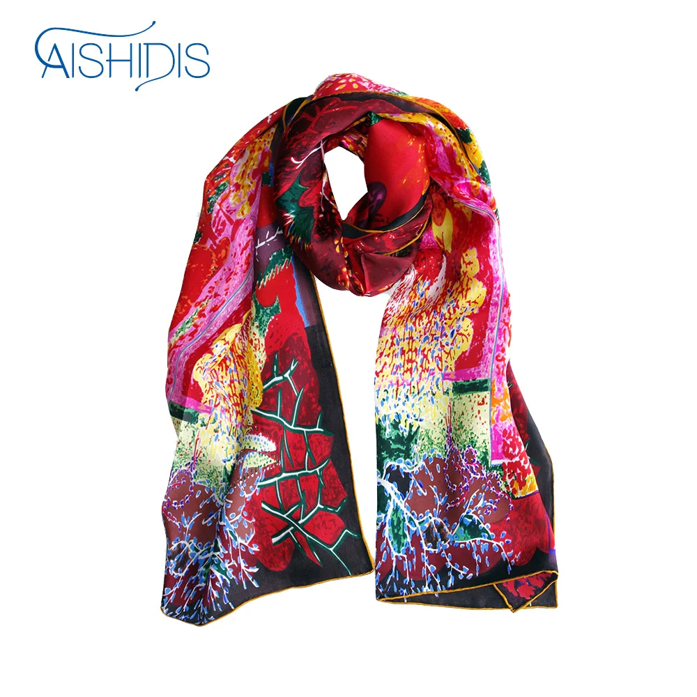 Модные шарфы и обертывания 100% натуральный шелк длинный большой шарф женский