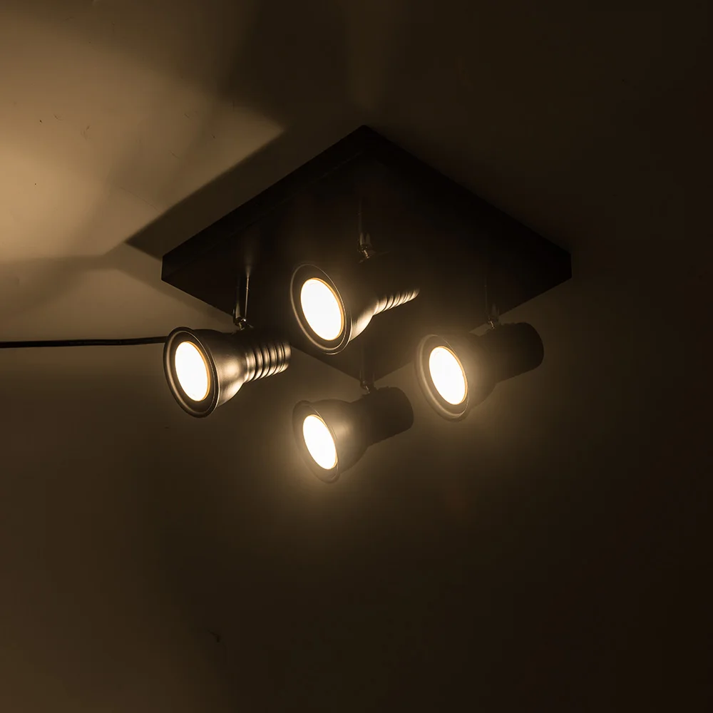 Luces de techo LED giratorias de 360 grados, accesorio de luz ajustable de montaje en superficie, vintage, loft, sala de estar y cocina, color negro