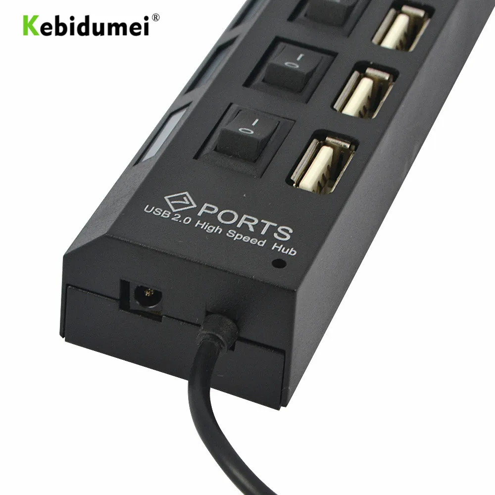 Kebidumei Высокоскоростной 7 портов usb-хаб Swithcer Hub СВЕТОДИОДНЫЙ индикатор 5 Гбит/с для портативных ПК Windows XP Win7/8 Linux, Mac OS