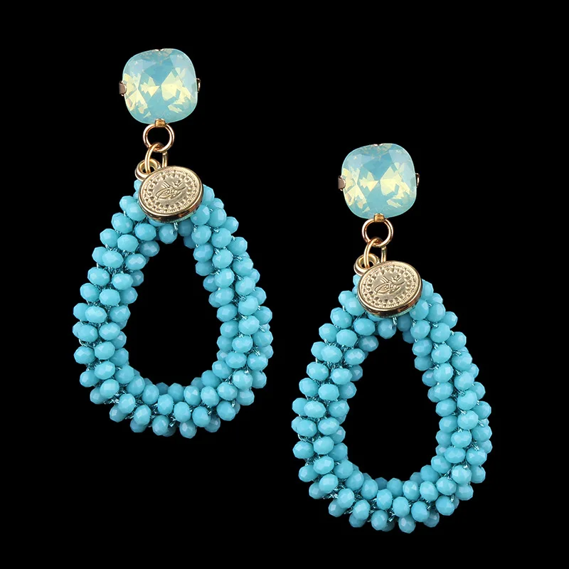 GEREIT Oorbellen Handmade Resin Beaded Crystal Earrings Aretes Largos Baroque Big Long Drop Women Wedding Party Jewelry | Украшения и