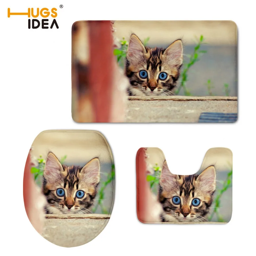 HUGSIDEA Милые 3D Животные Кошки 3 шт. искусственная Обложка ванная комната крышка