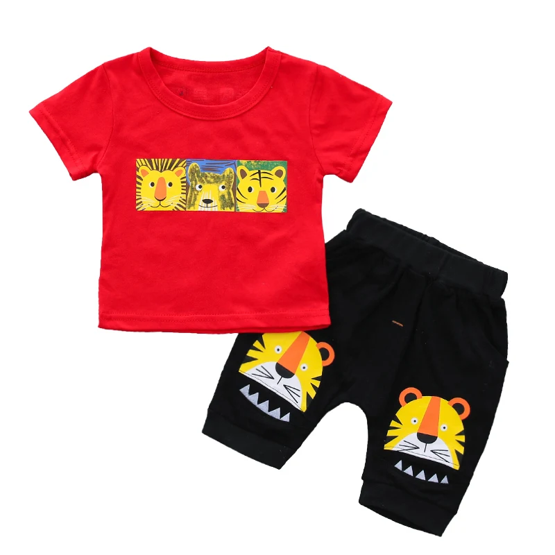 Boys Clothes 2018 New Summer 0-3y Fashion Style Infant bebe Clothing Cotton Tiger Print 18019 Good Quality Set |