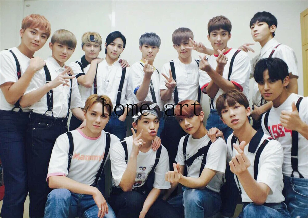 Корейская группа seventeen плакат ясное изображение наклейки на стену украшение дома хорошее качество печать белая бумага с покрытием домашний арт бренд - Цвет: Серый