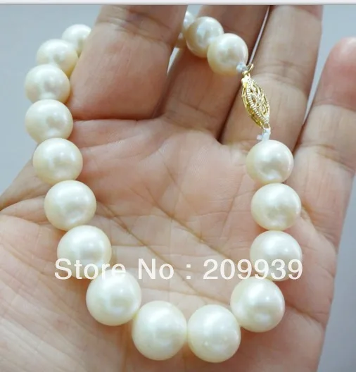 

7.5"-8"9-10MM NATURAL SOUTH SEA GENUINE PERFECT ROUND WHITE PEARL BRACELET