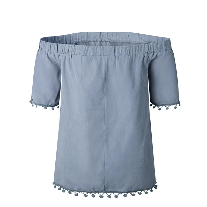 Women Shirt Fashion Slash Neck Short Sleeve Ladies Tops Casual Solid Summer Tees ADR193 |