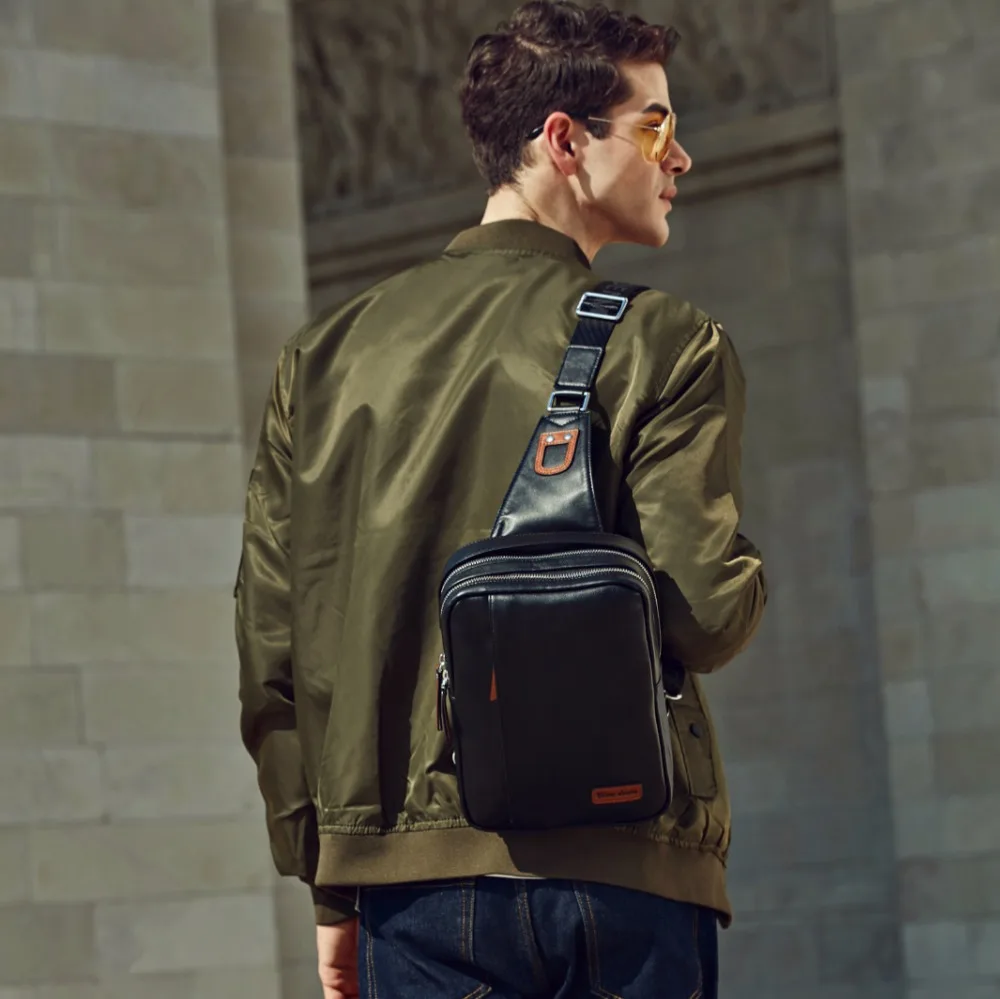 BISON DENIM маленькая нагрудная сумка из натуральной кожи Ipad ProMens сумки через плечо
