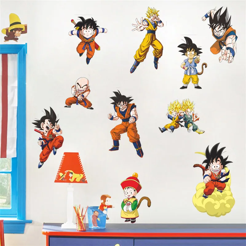 60*45 см Жемчуг дракона Супер Saiyan аниме Наклейка 3D визуальный эффект Сон Гоку какаротто сон Гохан криллин обои Режим Наклейка ST13