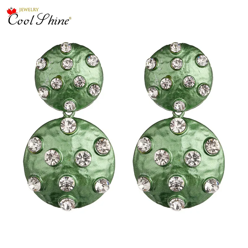 Coolshine богемный двойные круглые сплава с кристаллами серьги в моде для Для женщин