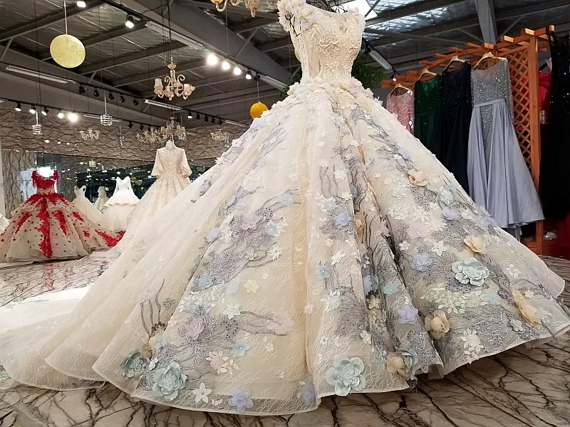 LSX09932 готовое к износу платье в наличии вечернее бальное с круглым вырезом и