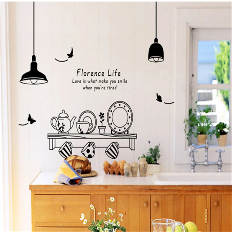 Кухонные настенные наклейки наклейка для мисок тарелок и люстры Виниловая с