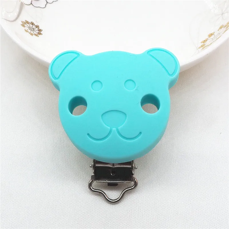 blue Chengkai 10 шт. силиконовый медведь зажимы для прорезывателей DIY Детские пустышки Прорезыватель Соска chupetero цепь ремесло медсестры ювелирные изделия игрушка зажим - Цвет: blue