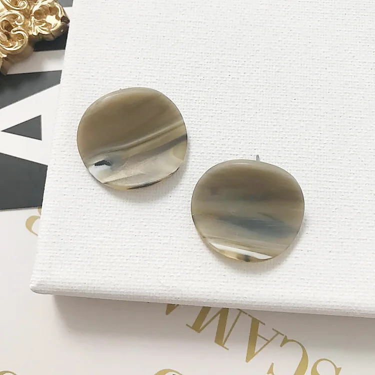 D 2.2X2.5CM AOMU дизайн геометрический акриловый узор квадратный круглый искажения серьги гвоздики для женщин девушек темперамент аксессуары Brincos - Окраска металла: D 2.2X2.5CM