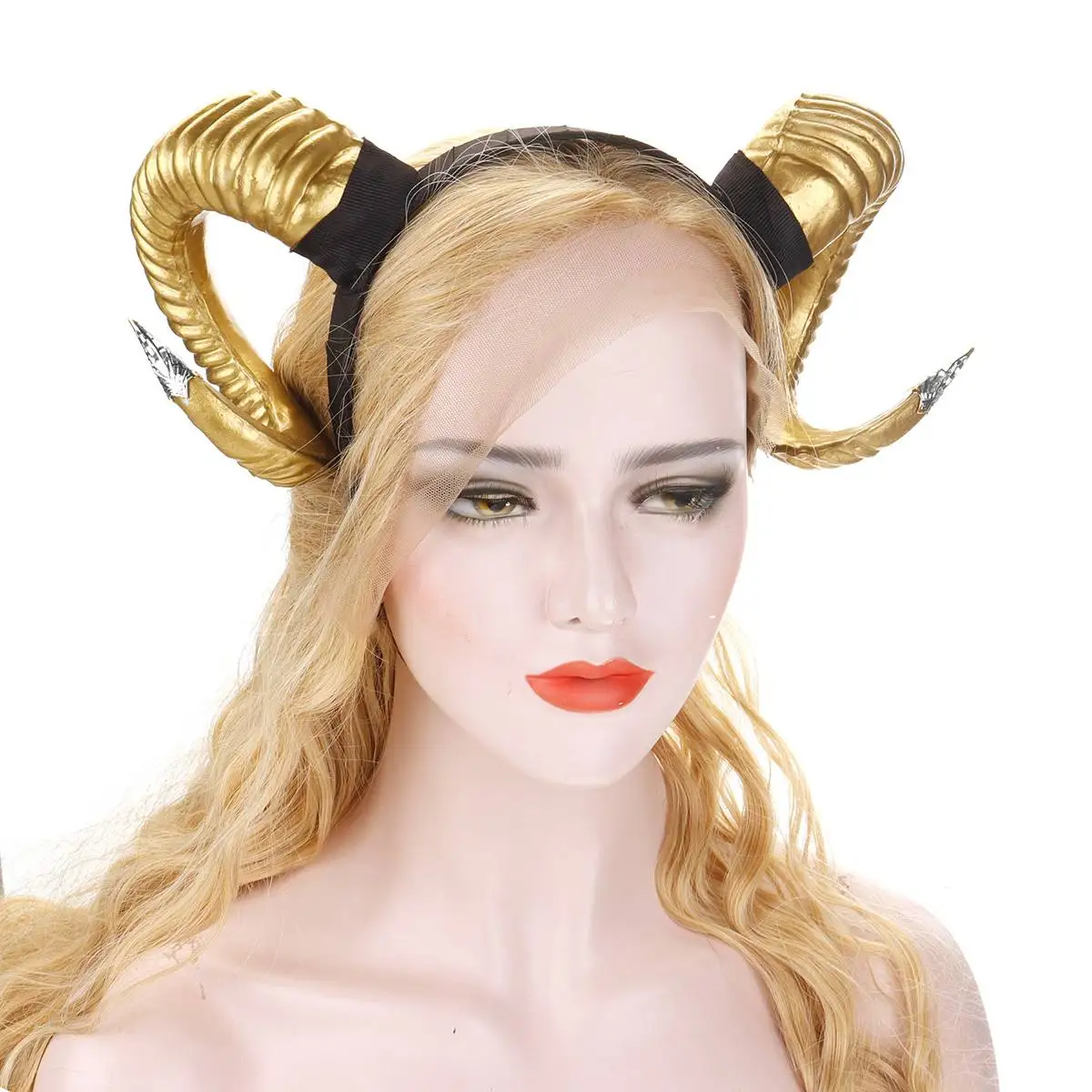gold silver Моделирование Пластик коз Рог DIY повязка на глаза для косплея овечьи рога моделирование животное, козлиная Рог Хэллоуин Prop - Цвет: gold silver