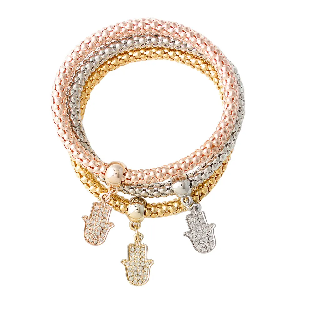 F & U изысканные 3 слойные браслеты из розового золота серебра и Смешанные с