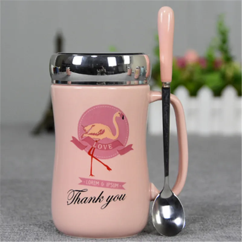 Joyclad новые милые розовые Фламинго Керамика стакана воды с крышкой Кофе Чай кружка