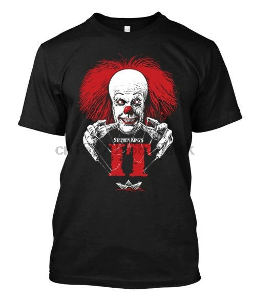 Стивен Кинг Pennywise клоун ужас Фильм Хэллоуин пользовательские мужские футболки