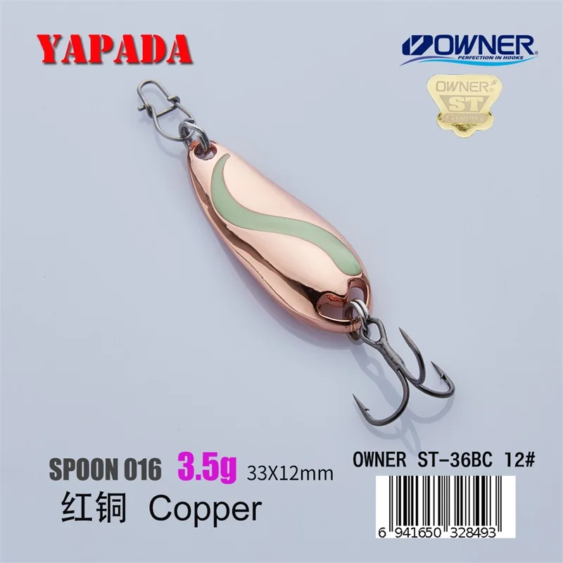 Copper 3.5g YAPADA ложка 016 TaiChi светящаяся 3,5 г Держатель тройной крючок многоцветный 33 мм металлический цинковый сплав ложка рыболовные приманки для окуня - Цвет: Copper 3.5g