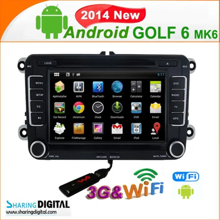 sharing digital Android 4 VW GOLF 6 ( MK6 ) 2010 2011 car DVD player for 1080P Dual core A9 1.6GHz VWM 7698GDA|player|player piecesa9 |