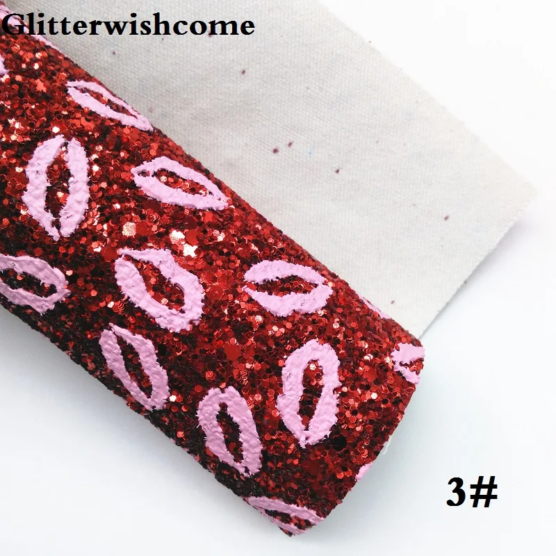 Glitterwishcome 21X29 см A4 размер винил для бантов Валентина массивный блеск кожа ткань винил с губами для бантов, GM114A