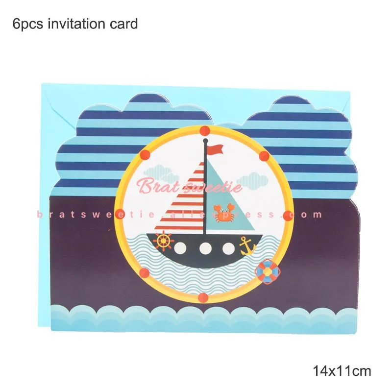 Nautical card Морская тема одноразовые наборы посуды для детей день рождения украшения морской синий Лодка бумажные тарелки и стаканы вечерние принадлежности - Цвет: Nautical card