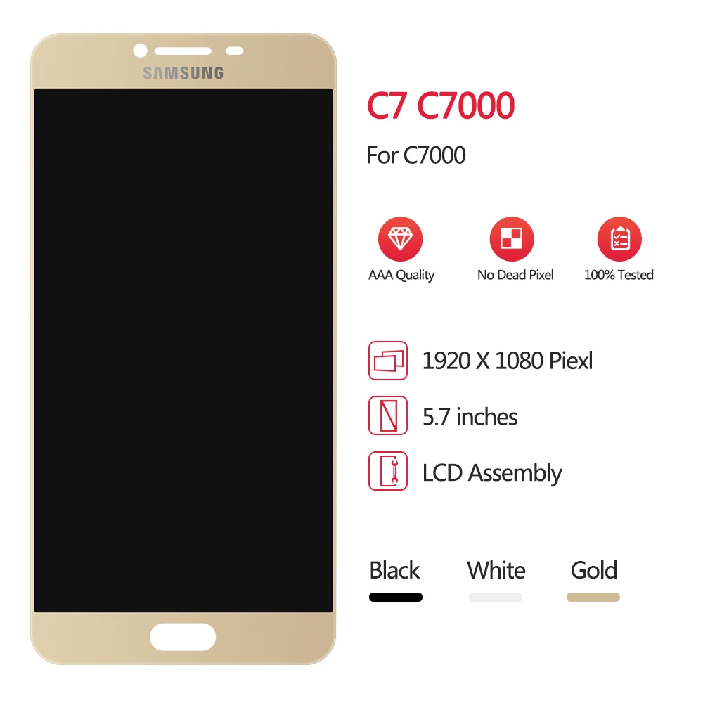 Супер AMOLED Для 5," samsung Galaxy C7 ЖК-дисплей+ сенсорный экран панель дигитайзер Замена для C7000 дисплей