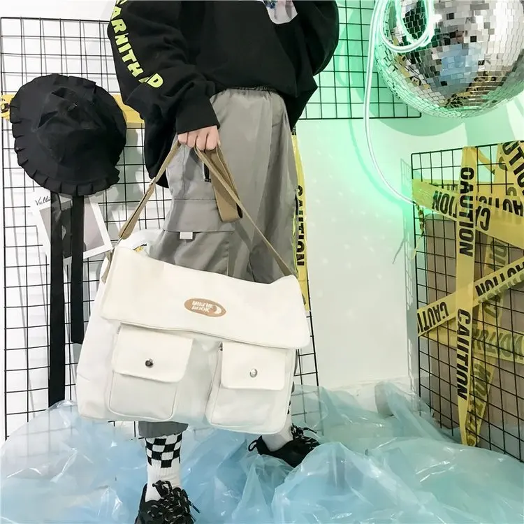 

Canvas Women Messenger Bags Multi-pockets Satchel Shoulder Bags Causal Laptop Travel Bags Teenagers School Bags