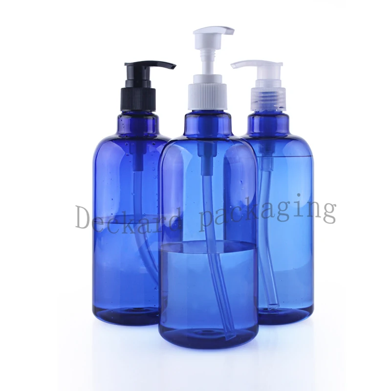 Пустые бутылки с насосом для лосьона 500 мл X 12 синий ПЭТ косметический контейнер