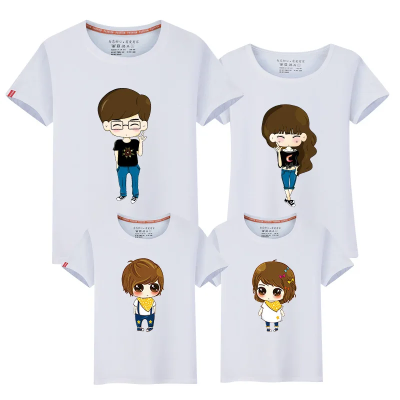 Родитель-ребенок Футболки прекрасный мультфильм алфавит любителей рубашки