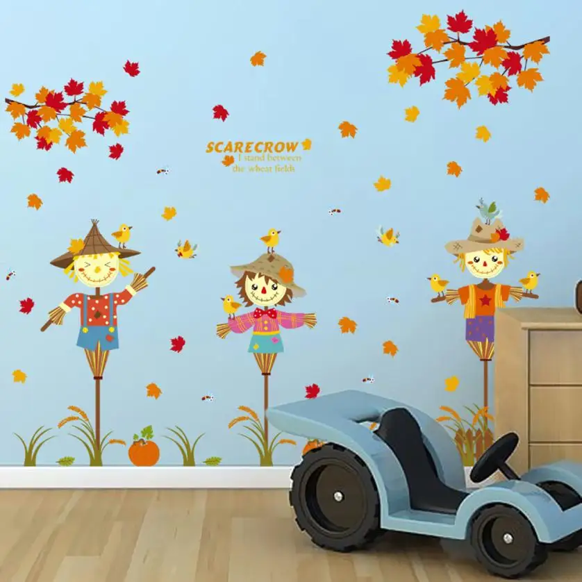 Home Decor Съемный Мультфильм пугало детей дом украшение стены Стикеры s дома Deco mirror AU7