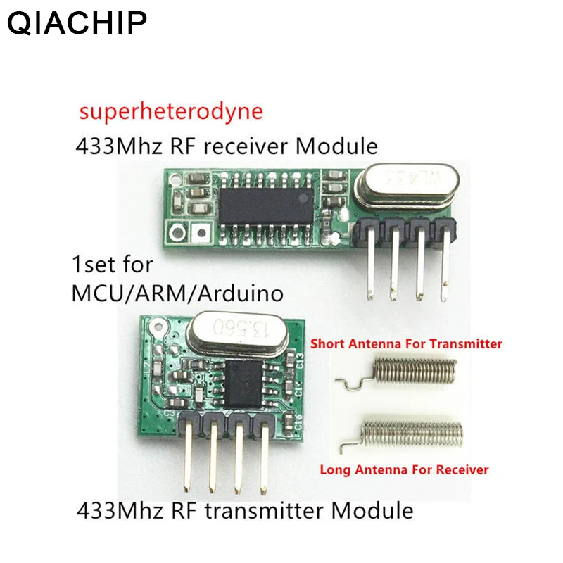 QIACHIP RF модуль 433 МГц супергетеродинного приемник + передатчик антенны для Diy