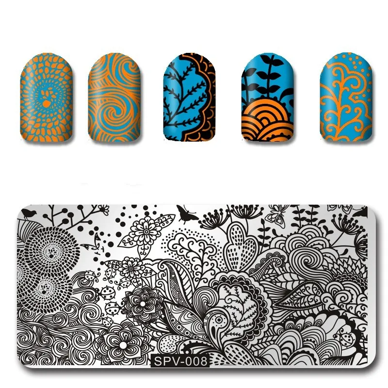 

10Pc SPV(1-10) Rectangle Nail Stamp Plates Set 10Style-Plates Nails Art Stamping Plate DIY Stamp Template Nail Stencil Tool Kits