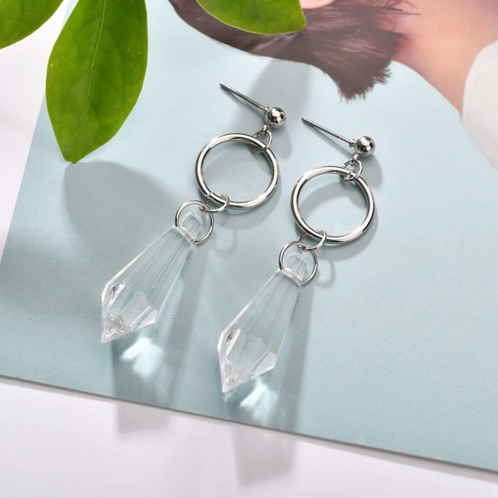 MESTILO Korean Fashion Transparent Crystal Water Drop Dangle Earrings For Women Bullet Shape Long Jewelry | Украшения и