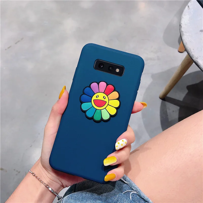 matte 3D solid color candy silicone flower case for Samsung Galaxy S10 5G S10E S9 S8 plus S6 S7 edge funny soft back cover funda |