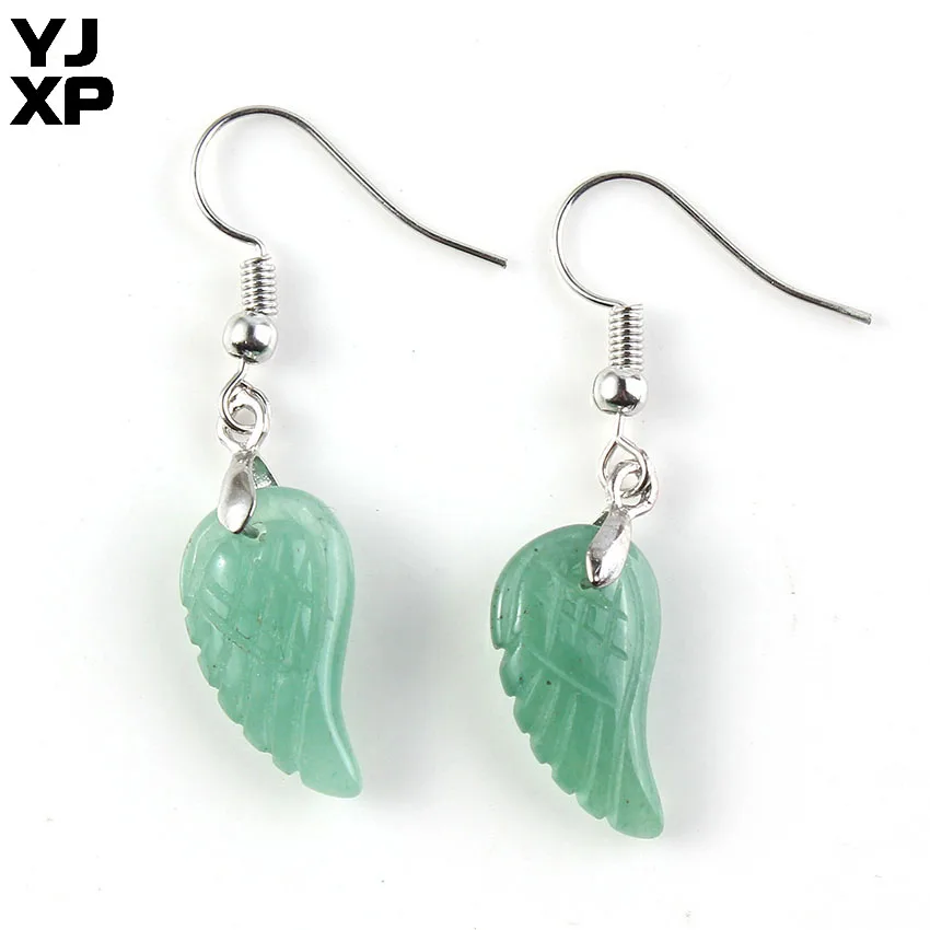 YJXP посеребренные серьги-подвески природный аметист искусственные крылья ангела