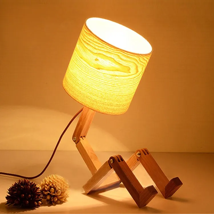 European Style Table Lamp Wooden Bedside with Fabric Lampshade lamparas de mesa Desk Light Deco Luminaria For Living Room Освещение