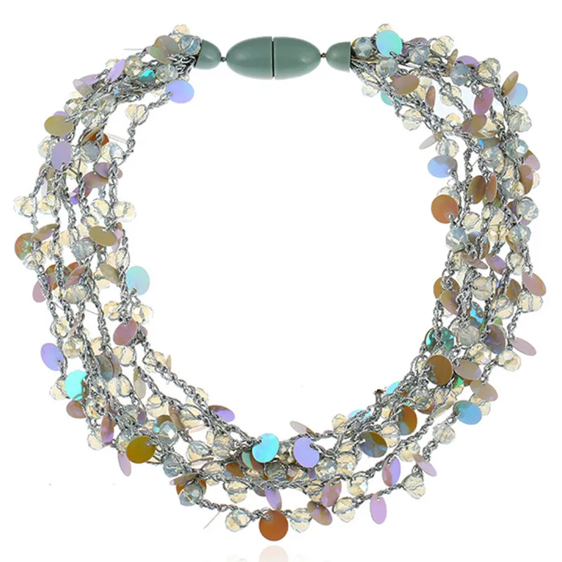 Sleepylady Boho блестки колье Цепочки и ожерелья Для женщин Collier Femme заявление ожерелье