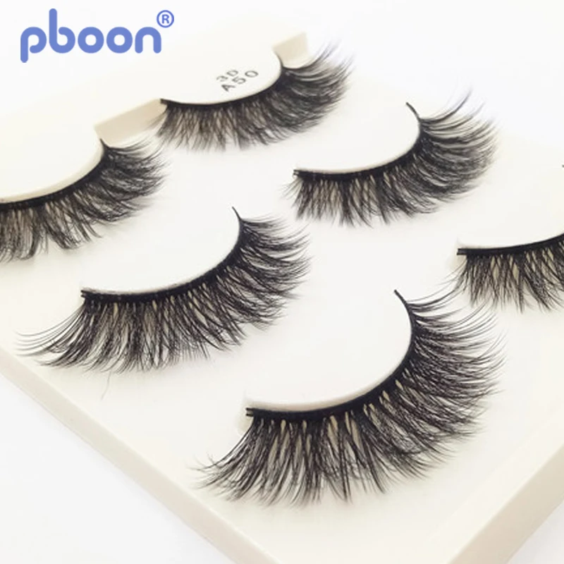 Pboon Eyelash Extension 3D Multilayered Eyelashes Full Strip Lashes 3 Pairs False | Красота и здоровье