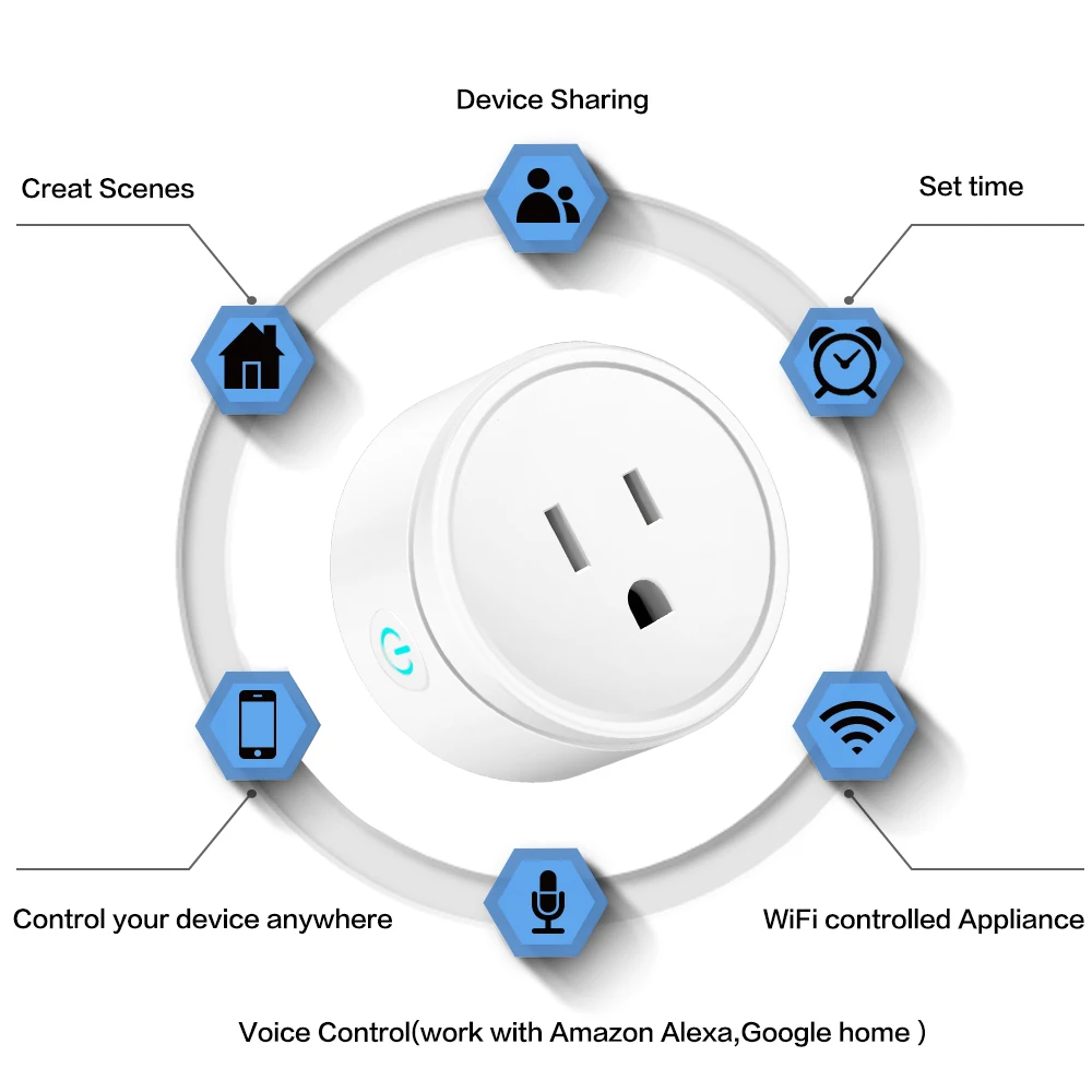 Antikue Смарт Wi Fi США Великобритания ЕС разъём ПДУ с Alexa синхронизации вкл/выкл