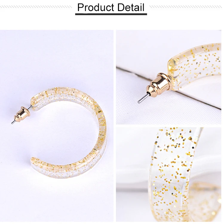 Прозрачный пластик серьги Гладкий минималистичный полукруглый c образный