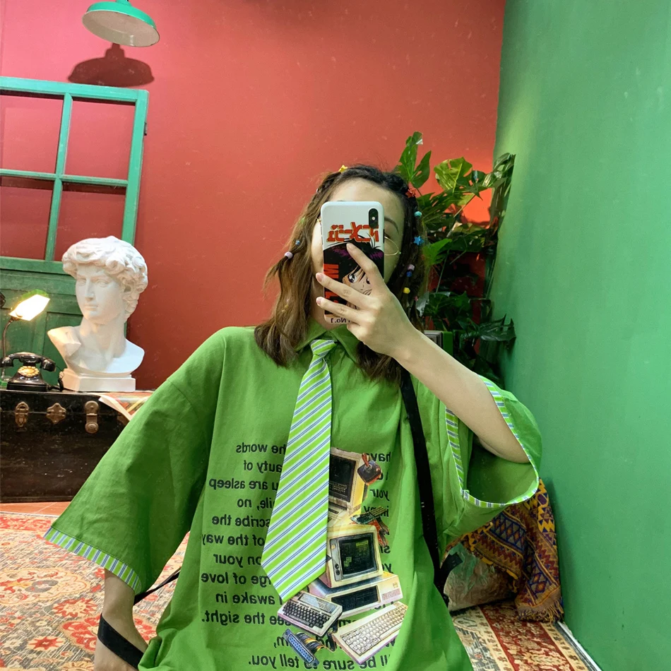 Уличный Ретро стиль хип хоп летняя пропускная способность воротник свободный BF