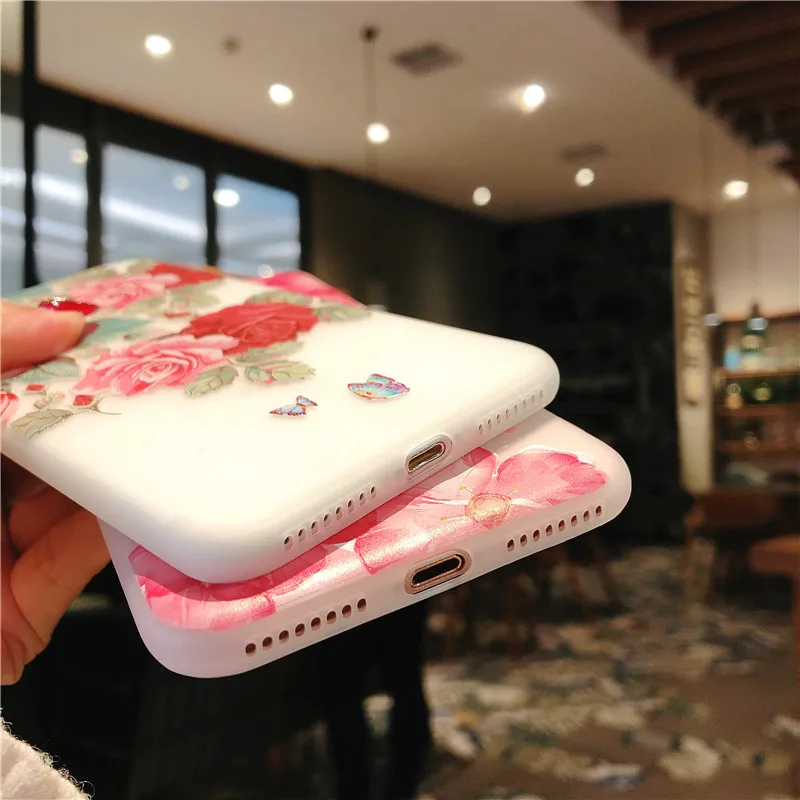 Роскошный цветок кремния чехол для телефона iPhone 7 8 Plus XS Max XR роза цветочный X 6 S
