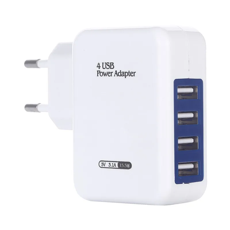 3.1A 4USB Выход ЕС Подключите зарядное устройство Зарядное устройство для iPhone/vivo/samsung/huawei/OPPO/Xiaomi и другие устройства 5V