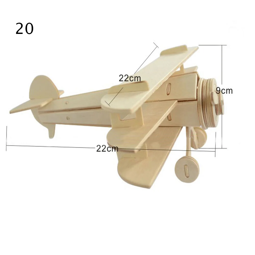 20 Новые 3D натуральные DIY деревянные игрушки автомобиль аэроплан головоломка игра дети хобби модель Строительство Развивающие деревянные игрушки подарок для детей - Цвет: 20