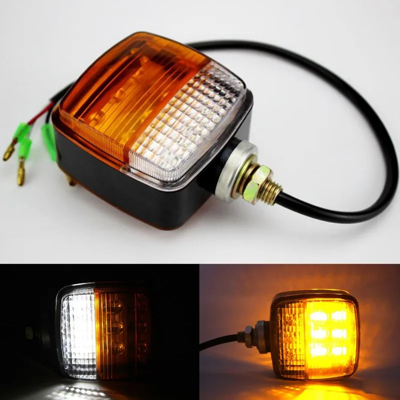 12 v-80 v dc рисунок с экскаватором светодиодный двойной боковой Янтарный/белый указатель поворота светильник Электрический вилочный погрузчик рабочий светильник для эвакуаторов кран трактора